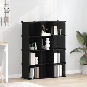vidaXL 12-Cube Storage Unit Black PP