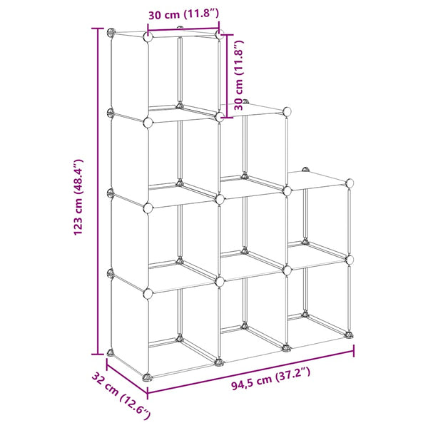 vidaXL Shelf Unit with 9 Cubes Black PP