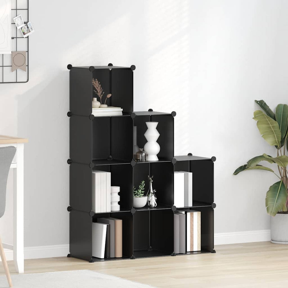 vidaXL Shelf Unit with 9 Cubes Black PP