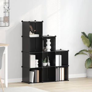 vidaXL Shelf Unit with 9 Cubes Black PP