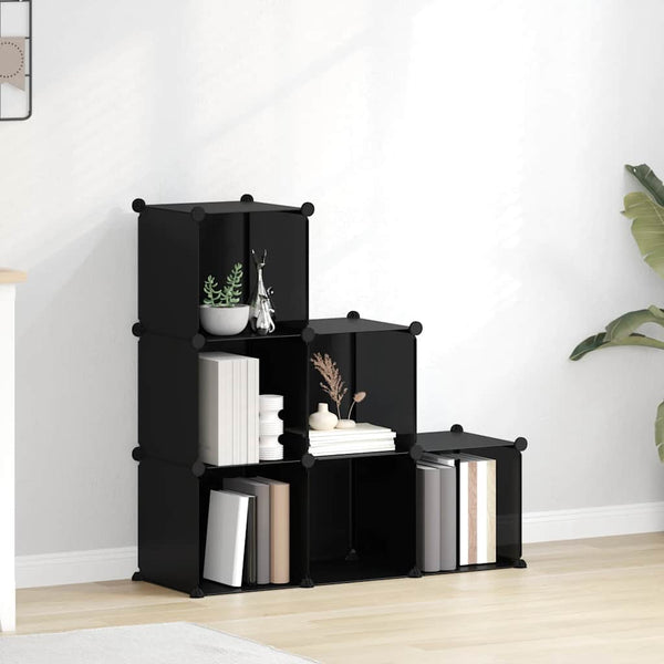 vidaXL 6-Cube Shelf Unit Black PP