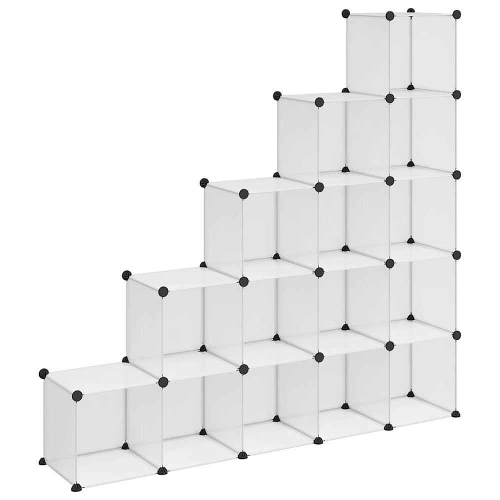 vidaXL Modular Shelving Unit with 15 Cubes Transparent PP