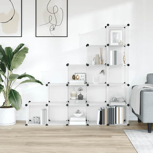 vidaXL Modular Shelving Unit with 15 Cubes Transparent PP