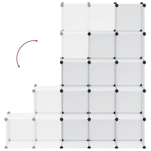 vidaXL Modular Shelving Unit with 15 Cubes Transparent PP