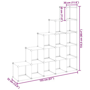 vidaXL Modular Shelving Unit with 15 Cubes Transparent PP
