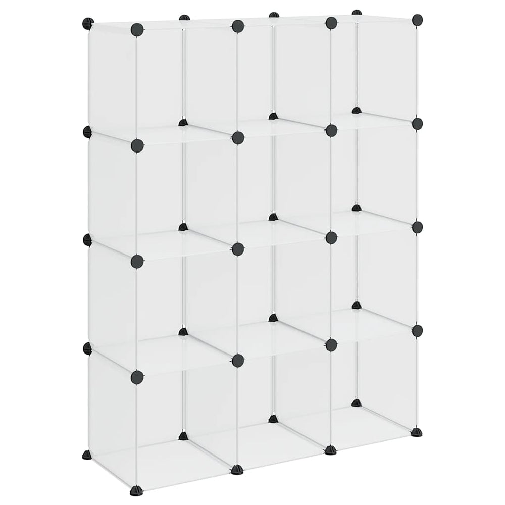 vidaXL 12-Cube Storage Organiser Transparent PP