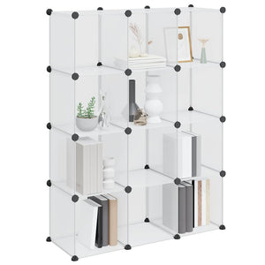 vidaXL 12-Cube Storage Organiser Transparent PP