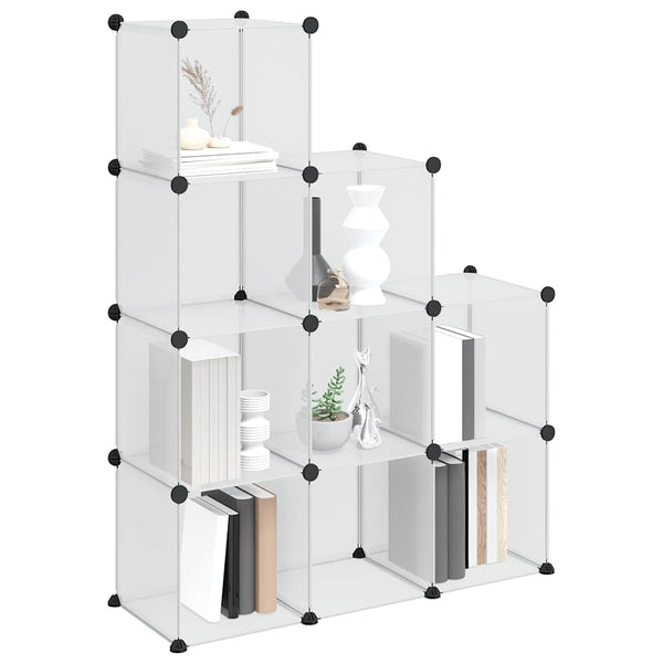 vidaXL Modular Storage System with 9 Cubes Transparent PP