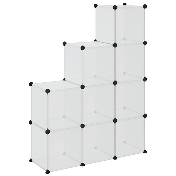 vidaXL Modular Storage System with 9 Cubes Transparent PP