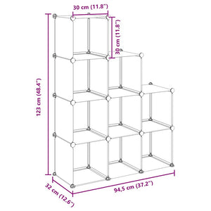 vidaXL Modular Storage System with 9 Cubes Transparent PP