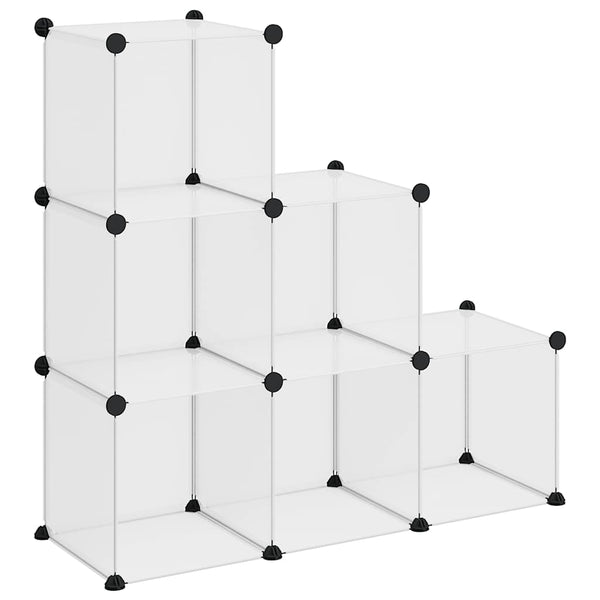 vidaXL Modular Shelf with 6 Cubes Transparent PP