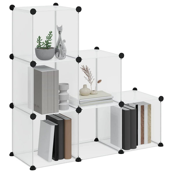 vidaXL Modular Shelf with 6 Cubes Transparent PP