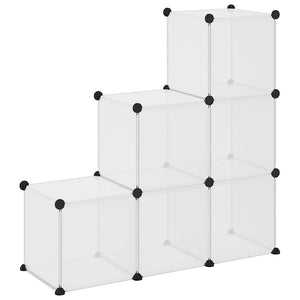 vidaXL Modular Shelf with 6 Cubes Transparent PP