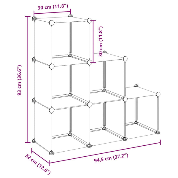 vidaXL Modular Shelf with 6 Cubes Transparent PP