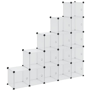 vidaXL 15-Cube Storage Organizer with Doors Transparent PP