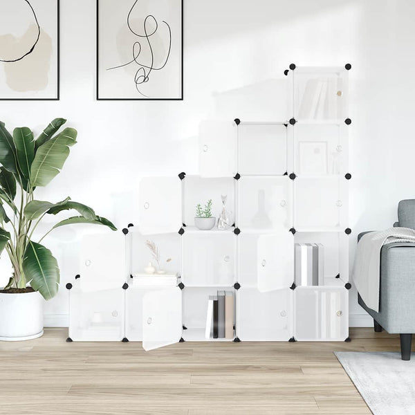 vidaXL 15-Cube Storage Organizer with Doors Transparent PP