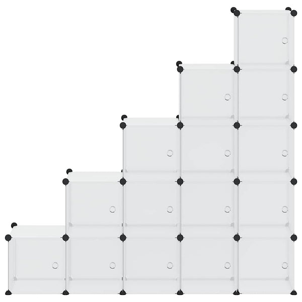vidaXL 15-Cube Storage Organizer with Doors Transparent PP