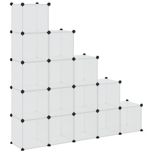 vidaXL 15-Cube Storage Organizer with Doors Transparent PP