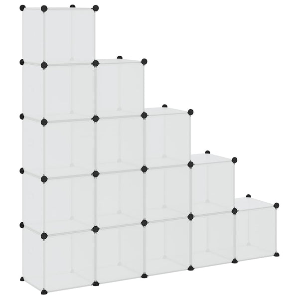 vidaXL 15-Cube Storage Organizer with Doors Transparent PP
