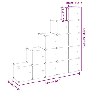 vidaXL 15-Cube Storage Organizer with Doors Transparent PP
