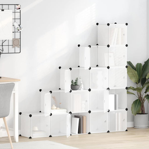vidaXL 15-Cube Storage Organizer with Doors Transparent PP