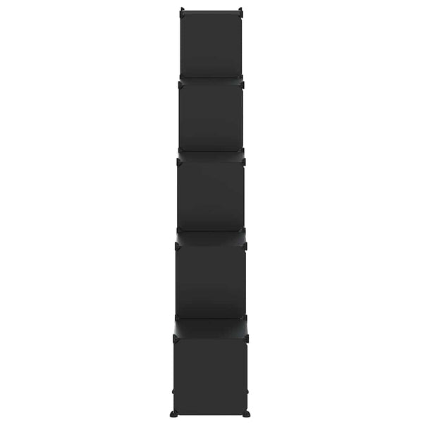 vidaXL Cube Storage System with 15 Cubes and Doors Black PP