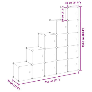 vidaXL Cube Storage System with 15 Cubes and Doors Black PP