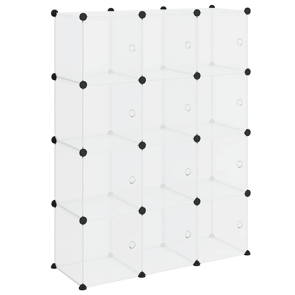 vidaXL 12-Cube Storage Organiser with Doors Transparent PP