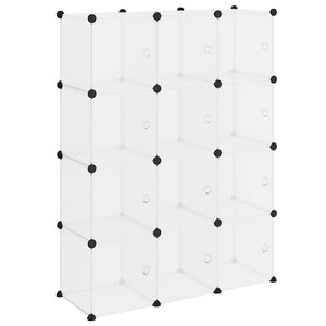 vidaXL 12-Cube Storage Organiser with Doors Transparent PP