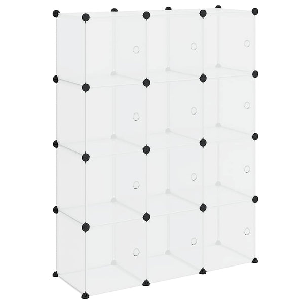 vidaXL 12-Cube Storage Organiser with Doors Transparent PP
