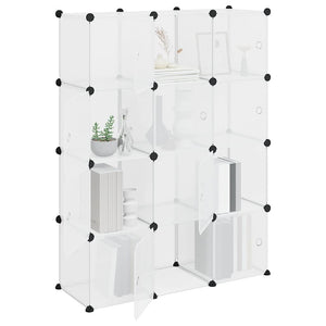 vidaXL 12-Cube Storage Organiser with Doors Transparent PP