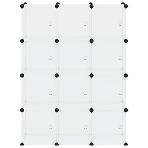 vidaXL 12-Cube Storage Organiser with Doors Transparent PP