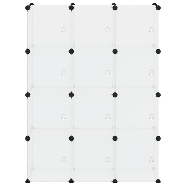 vidaXL 12-Cube Storage Organiser with Doors Transparent PP