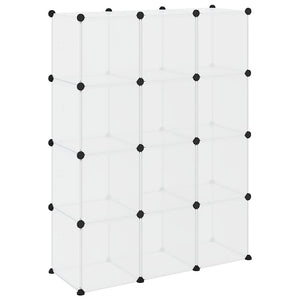 vidaXL 12-Cube Storage Organiser with Doors Transparent PP
