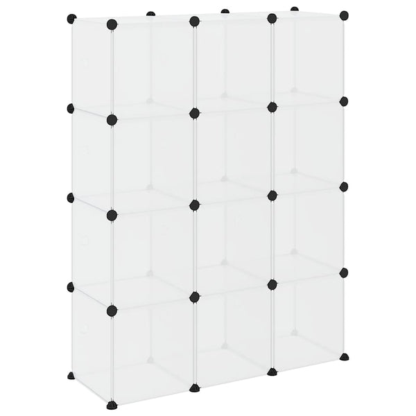 vidaXL 12-Cube Storage Organiser with Doors Transparent PP