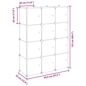 vidaXL 12-Cube Storage Organiser with Doors Transparent PP