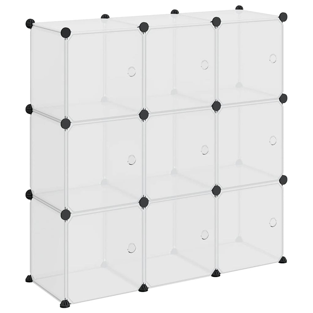 vidaXL 9-Cube Storage Organizer with Doors Transparent PP