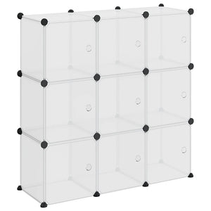 vidaXL 9-Cube Storage Organizer with Doors Transparent PP