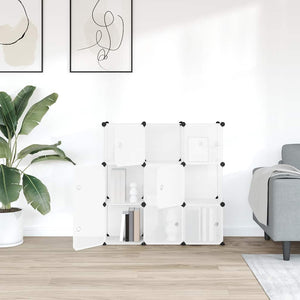 vidaXL 9-Cube Storage Organizer with Doors Transparent PP