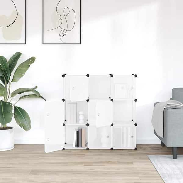 vidaXL 9-Cube Storage Organizer with Doors Transparent PP