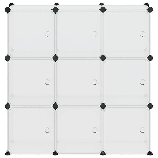 vidaXL 9-Cube Storage Organizer with Doors Transparent PP