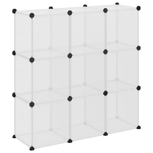 vidaXL 9-Cube Storage Organizer with Doors Transparent PP