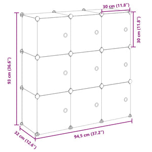 vidaXL 9-Cube Storage Organizer with Doors Transparent PP