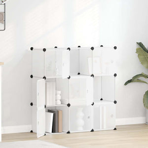 vidaXL 9-Cube Storage Organizer with Doors Transparent PP