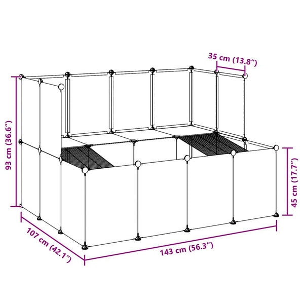 vidaXL Small Animal Cage Black 143x107x93 cm PP and Steel
