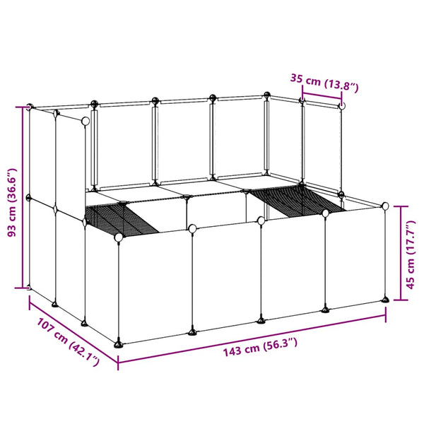 vidaXL Small Animal Cage Transparent 143x107x93 cm PP and Steel
