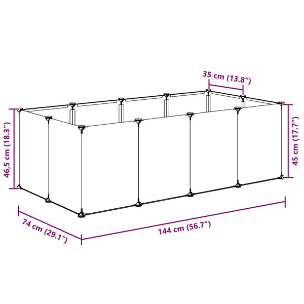 vidaXL Small Pet Cage Transparent 144x74x46.5 cm PP and Steel