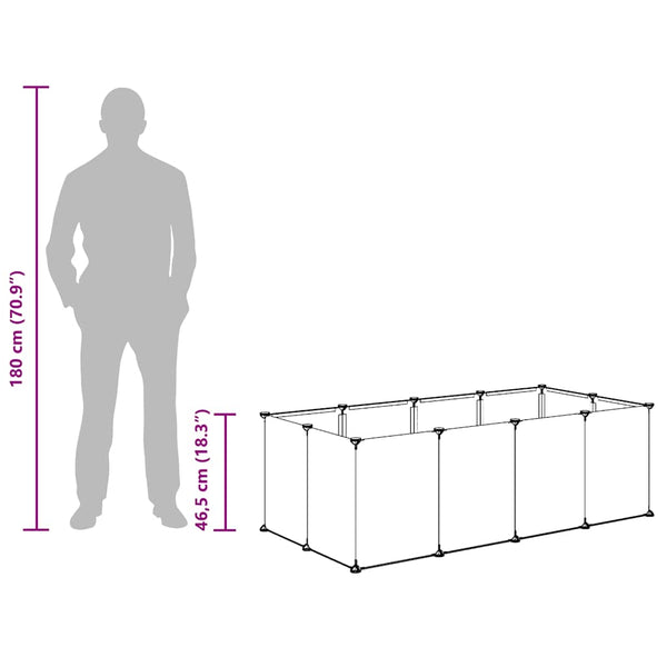 vidaXL Small Pet Cage Transparent 144x74x46.5 cm PP and Steel