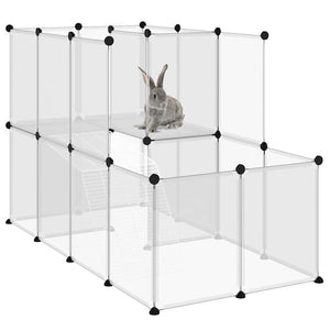 vidaXL Small Animal Cage Transparent 142x74x93 cm PP and Steel