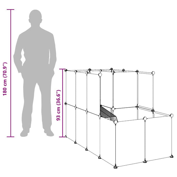 vidaXL Small Animal Cage Transparent 142x74x93 cm PP and Steel